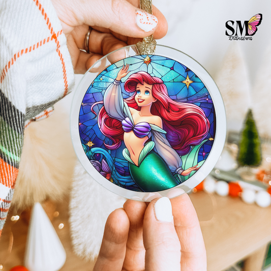 Mermaid stained glass- ornament decal