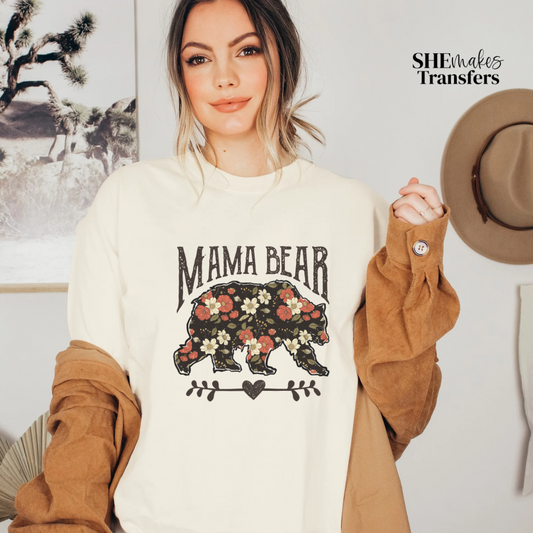 Mama Bear with flower print