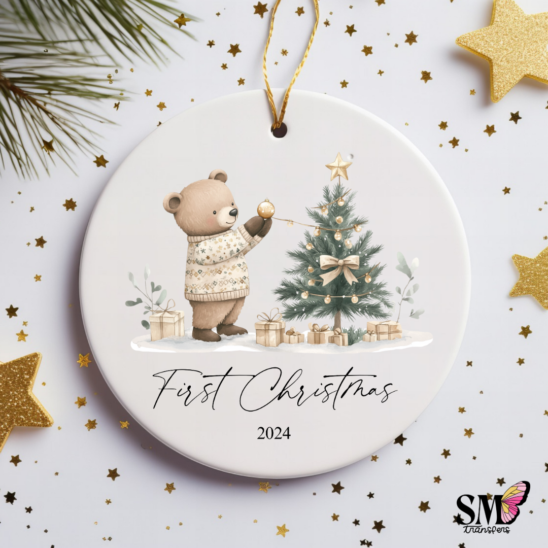 Neutral Bear 1st Christmas 2024 - Ornament Decal