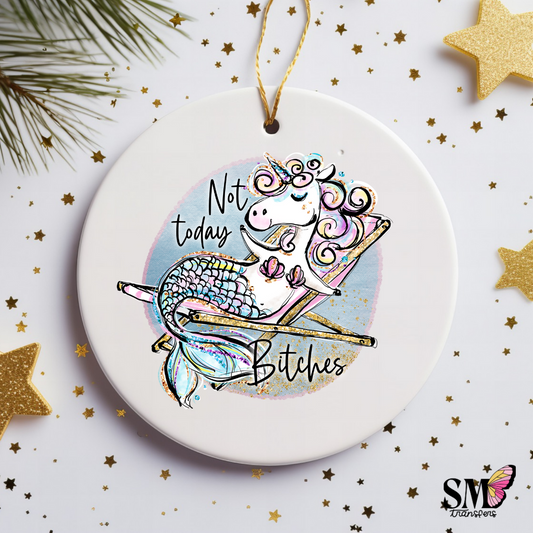 Not today mermaid unicorn ornament decal