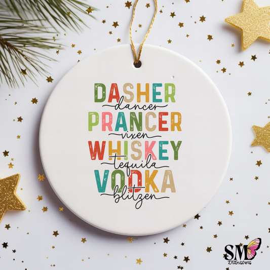 Reindeer names and alcohol - ornament decal