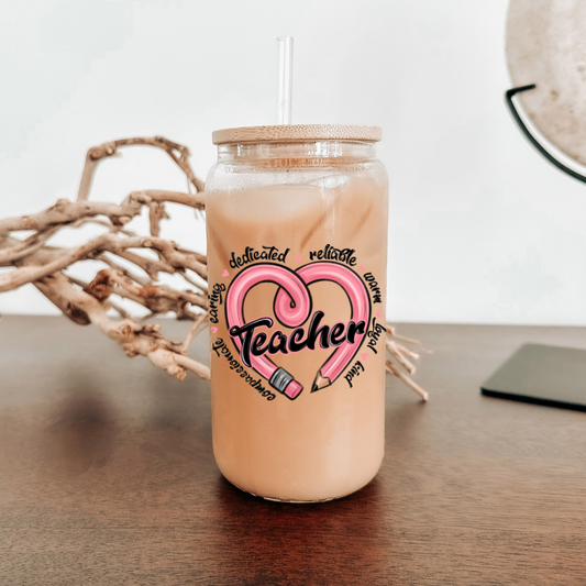 Teacher Heart Pencil cup decal