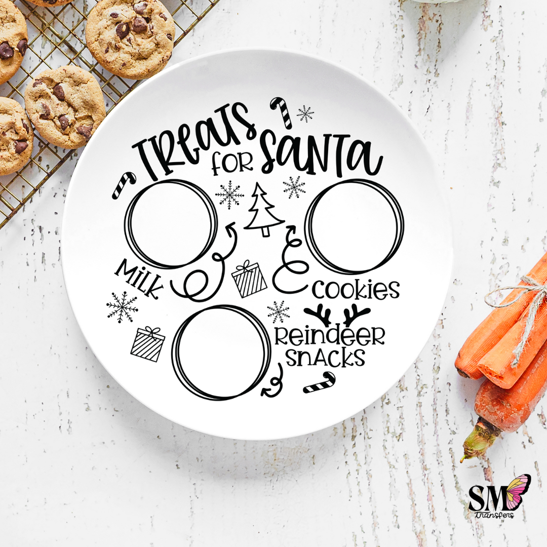 Circular Treats for Santa in Black - Santa Tray Decal