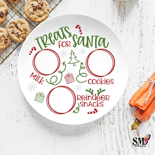 Red and Green Treats for Santa Tray - Circular Decal