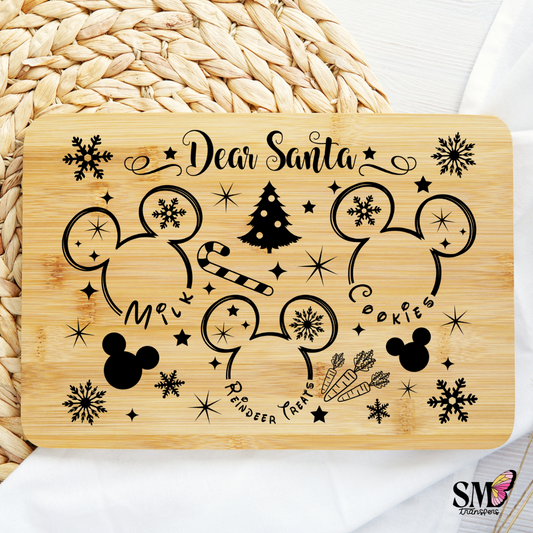 Mouse Ears Dear Santa Tray - Rectangular Decal