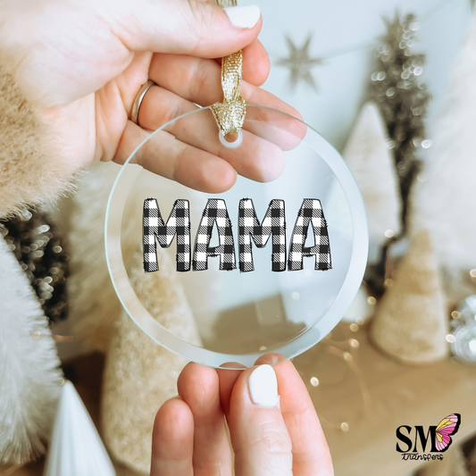 Plaid mama black ornament decal