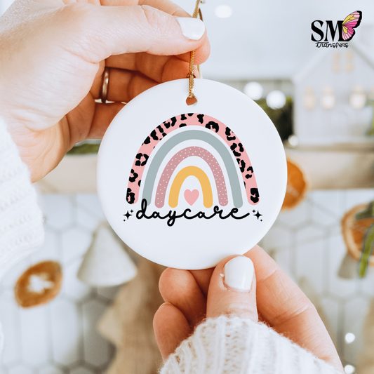 Daycare with boho rainbow ornament decal