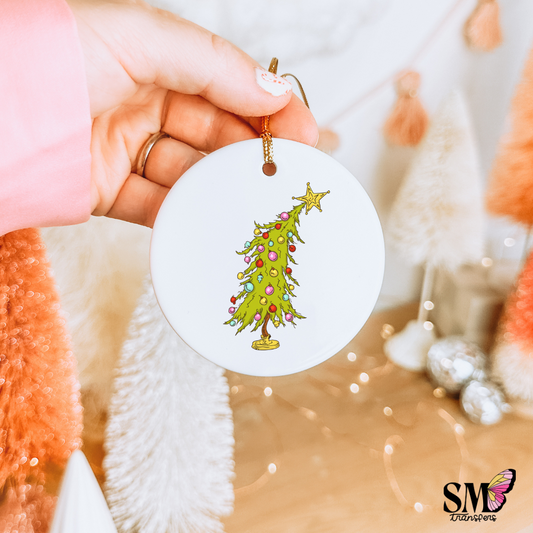 Leaning Christmas tree - ornament decal