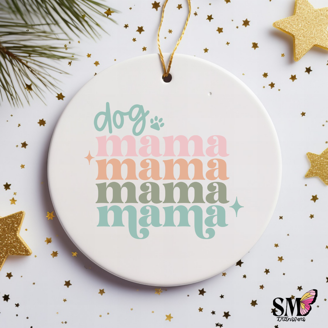 Stacked dog mama ornament decal